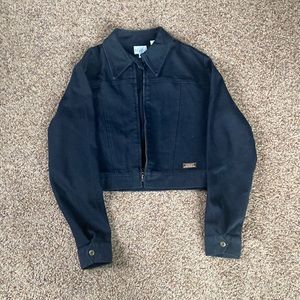 Willi Smith collection black denim crop jacket size M